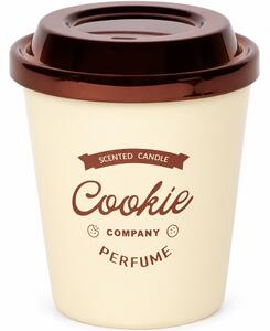 Lumanare parfumata decorativa Cookie in forma de pahar de cafea, cu recipient tip Coffee Cup, durata de ardere 20 de ore, lumanare aromata pentru casa, living, dormitor si birou, decoratiune moderna, idee de cadou, maro