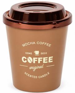 Lumanare parfumata decorativa Mocha Coffee in forma de pahar de cafea, cu recipient tip Coffee Cup, durata de ardere 20 de ore, lumanare aromata pentru casa, living, dormitor si birou, decoratiune moderna, idee de cadou, maro