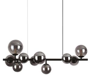 IDEAL LUX Lampă suspendată Perlage, lungime 81 cm, negru/fum, 10 becuri, Negru, Camera de zi / sufragerie, Metal