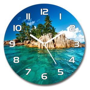Ceas rotund de perete din sticlă Insula tropicala