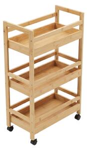 Raft din bambus cu roți, 45,3 x 22 x 80 cm