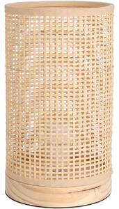 Lampă de birou din bambus, tub, bază din lemn de pin, 13 x 23 cm