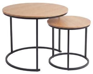 Set de 2 măsuțe de cafea rotunde, Ø 60 cm x 50 cm, negru și maro