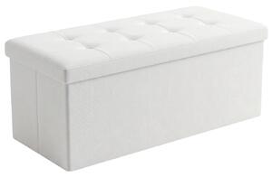 Puf cu compartiment de depozitare dreptunghiular, pliabil, 110 × 38 × 38 cm, bej