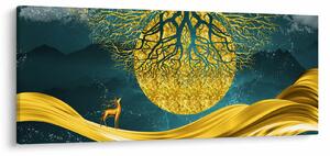 Tablou - Abstract, peisaj auriu (120x50 cm)