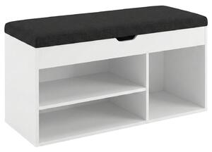 Dulap pentru pantofi cu loc de șezut TRIA, 80 x 30 x 43 cm, alb