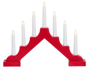 Candelă adventistă LED, 7 lumini, 29 cm, roșu