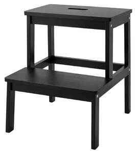 Taburet din bambus cu treaptă KROK, înălțime 46 cm, negru