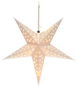 Stea de hârtie LED 43 cm, pe baterii, albă