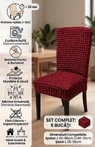 Set 6x Huse elastice universale pentru scaune – Material rezistent, lavabil, montare rapidă, Grena
