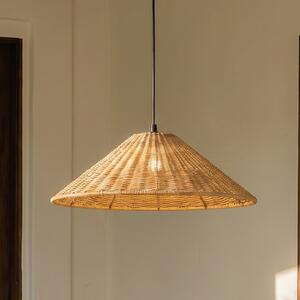 Lucande Lampă suspendată pentru exterior Taniola, 1 bec, conică, Ø 60 cm, reglabil, Lemn, Lemn, Casă de țară / Rustic