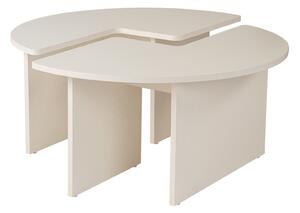 Set de doua masute de cafea LUNVERO, lemn alb