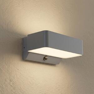 Lindby Lampă de perete pentru exterior LED Fando, antracit, cu senzor, IP44, Gri, Aluminiu