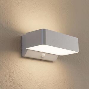 Lindby Lampă de perete pentru exterior LED Fando, argintiu mat, cu senzor, IP44, Metalic, Aluminiu