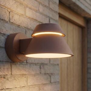 Lucande Lampa de perete pentru exterior cu LED Moena, maro, metal, IP44, Maro / Rugină, Aluminiu, Modern