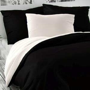 Lenjerie de pat din satin Luxury Collection, negru / alb, 140 x 200 cm, 70 x 90 cm