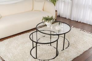 Set de măsuțe de cafea, Hanah Home, Culoare: Negru Transparent