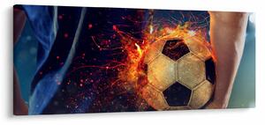 Tablou - Minge de fotbal în flăcări (120x50 cm)