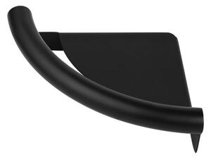 Suport perete baie montat pe colt cu raft, negru mat, Deante Vital Negru mat