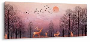 Tablou - Căprioare în strălucirea apusului de soare (120x50 cm)