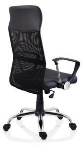 Scaun ergonomic ARES, cu brate, suport lombar fix, rotativ, ajustabil, piele ecologica, negru, 49x58x111 121 cm