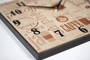 Ceas din lemn cu inscripții de cafea