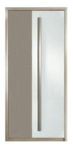 Dulap ROMA 1, stejar/alb lucios/gri mat, PAL laminat/insertii PVC, cu
