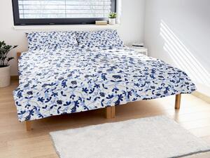 Lenjerie de pat din bumbac ARMONIA FLORILOR - Albastră | 140 x 200 cm / 70 x 90 cm