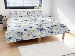 Lenjerie de pat din bumbac FLORI ALBASTRE - 140 x 200 cm / 70 x 90 cm
