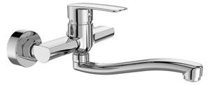 Mereo Mereo, Baterie de perete pentru chiuvetă Mereo, Pego, 150 mm, cu braț curbat plat 200 mm, cromat, MER-CB301P