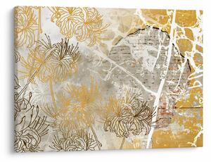 Tablou - Vintage perete cu flori (70x50 cm)