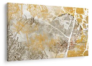 Tablou - Vintage perete cu flori (90x60 cm)