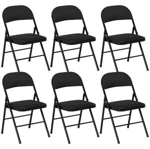 HOMCOM Set 6 Scaune Pliabile, Scaune Moderne cu Perne din Poliester pentru Acasă și Birou, 45x46x78 cm, Negru | Aosom Romania