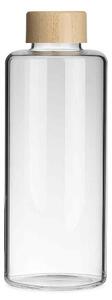 Sticla Pufo Hydrate pentru apa sau lichide din material borosilicat, capac bambus, 1L