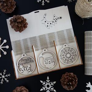 Set de frumoase decoratiuni de Craciun din lemn, 1 set-18 bucati