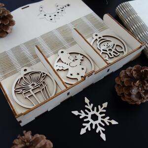 Decoratiuni din lemn de Craciun, 1 set-18 bucati