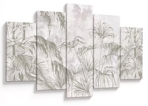 Tablou - Plante tropicale pe perete gri (150x105 cm)