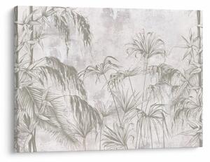 Tablou - Plante tropicale pe perete gri (70x50 cm)