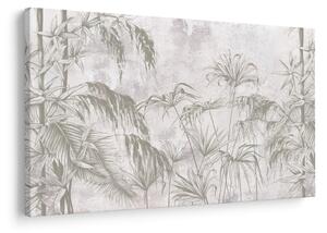 Tablou - Plante tropicale pe perete gri (90x60 cm)