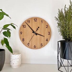 Ceas de perete din lemn de stejar - cuarț silențios, design modern - DUBLU