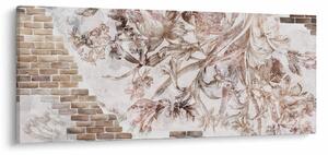 Tablou - Frescă florală pe un perete de cărămidă (120x50 cm)