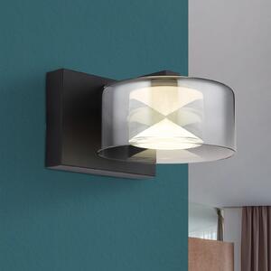 Globo Aplică de perete Belinda LED, gri fum, lățime 15 cm, sticlă, Gri, Camera de zi / sufragerie, Sticlă