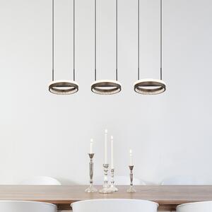 Globo Della Lampă suspendată LED, lungime 82 cm, gri închis, metal, 3 becuri, Gri, Camera de zi / sufragerie, Modern