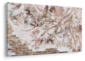 Tablou - Frescă florală pe un perete de cărămidă (90x60 cm)