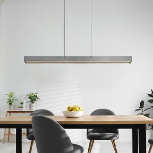 Globo Lampă suspendată LED Ethan, gri, metal, 150 cm, extensibilă, reglabil, Gri, Camera de zi / sufragerie, Aluminiu, Modern