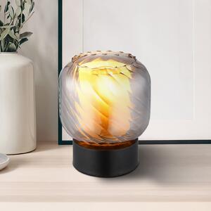 Globo Lampă de masă Xia, înălțime 17 cm, gri fum, sticlă, Gri, Camera de zi / sufragerie, Sticlă