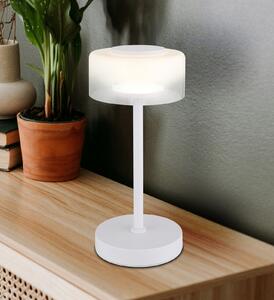 Globo Belinda LED lampă de masă, alb, înălțime 33 cm, metal, Alb, Camera de zi / sufragerie, Sticlă