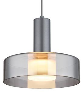 Globo Grant Lampă suspendată LED, Ø 22 cm, gri fumuriu, sticlă, Gri, Camera de zi / sufragerie, Aluminiu