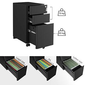 RollBox metalic -Black30 – casetiera metalica de birou -3 sertare