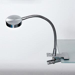 ORION Lampa cu clemă LED Mira, braț flexibil, nichel satinat, Gri, Studiu / Birou, Metal, Modern